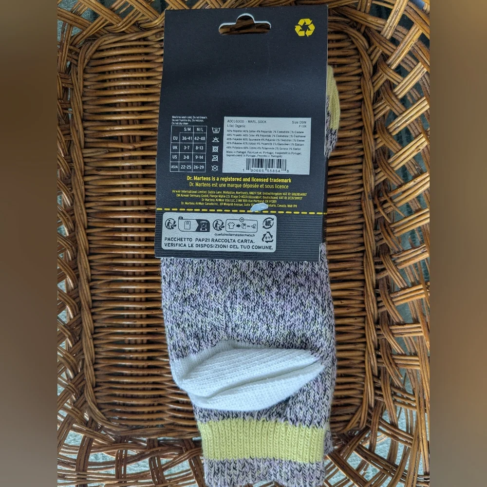 NWT Dr Martens Lilac Organic Marl Crew Socks S/M US 3-8 Space Dye